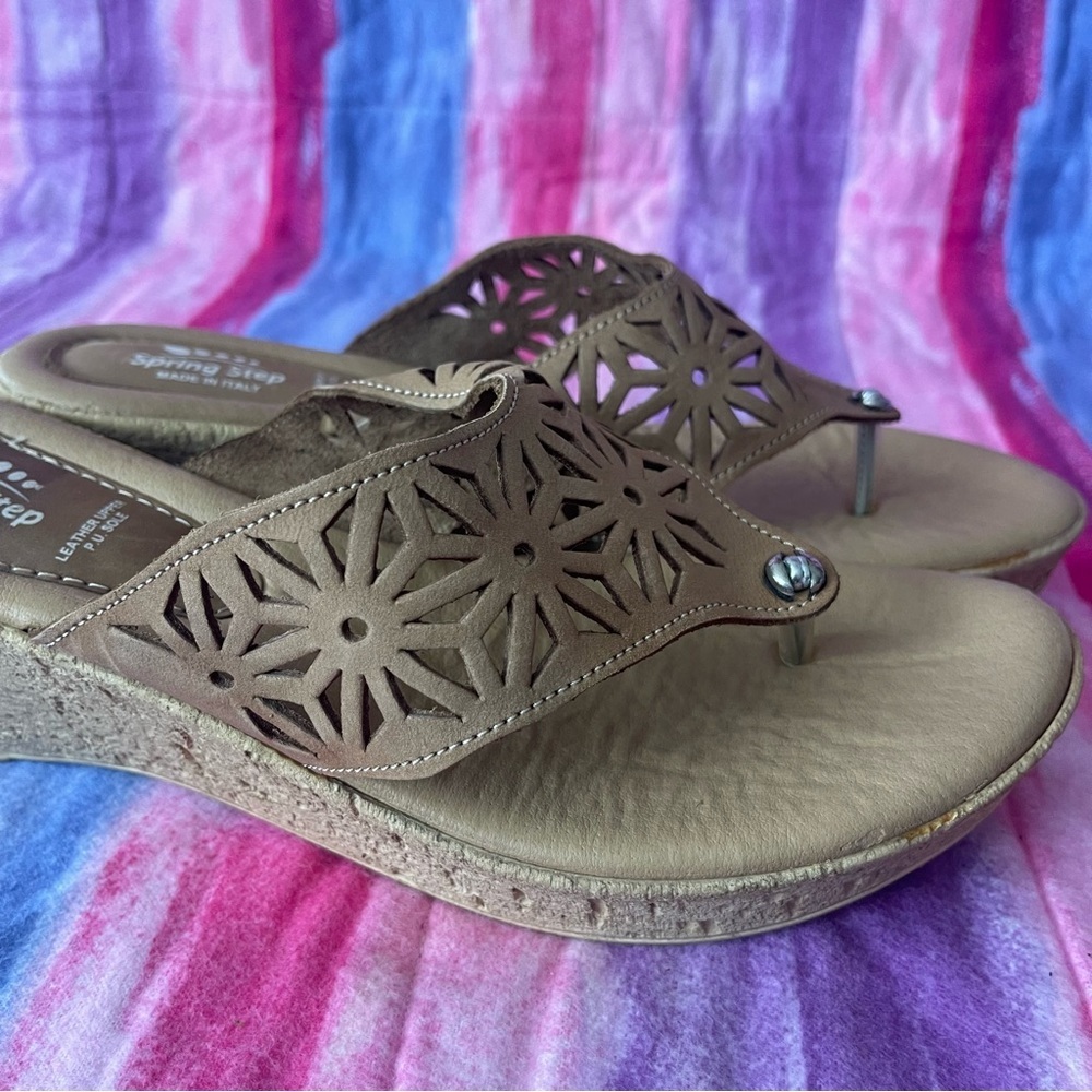 Spring Step Wedge Sandals leather insole made in Italy size EU 41 US 10-10.5 - Picture 4 of 7